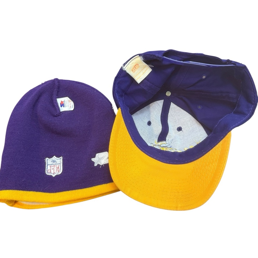 MINNESOTA VIKINGS PURPLE & GOLD STARTER BEANIE AND OTTO BRAND SNAPBACK CAP NFL - Picture 3 of 8